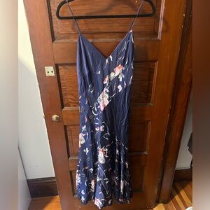 Prabal Gurung Silk Navy Floral Maxi Dress